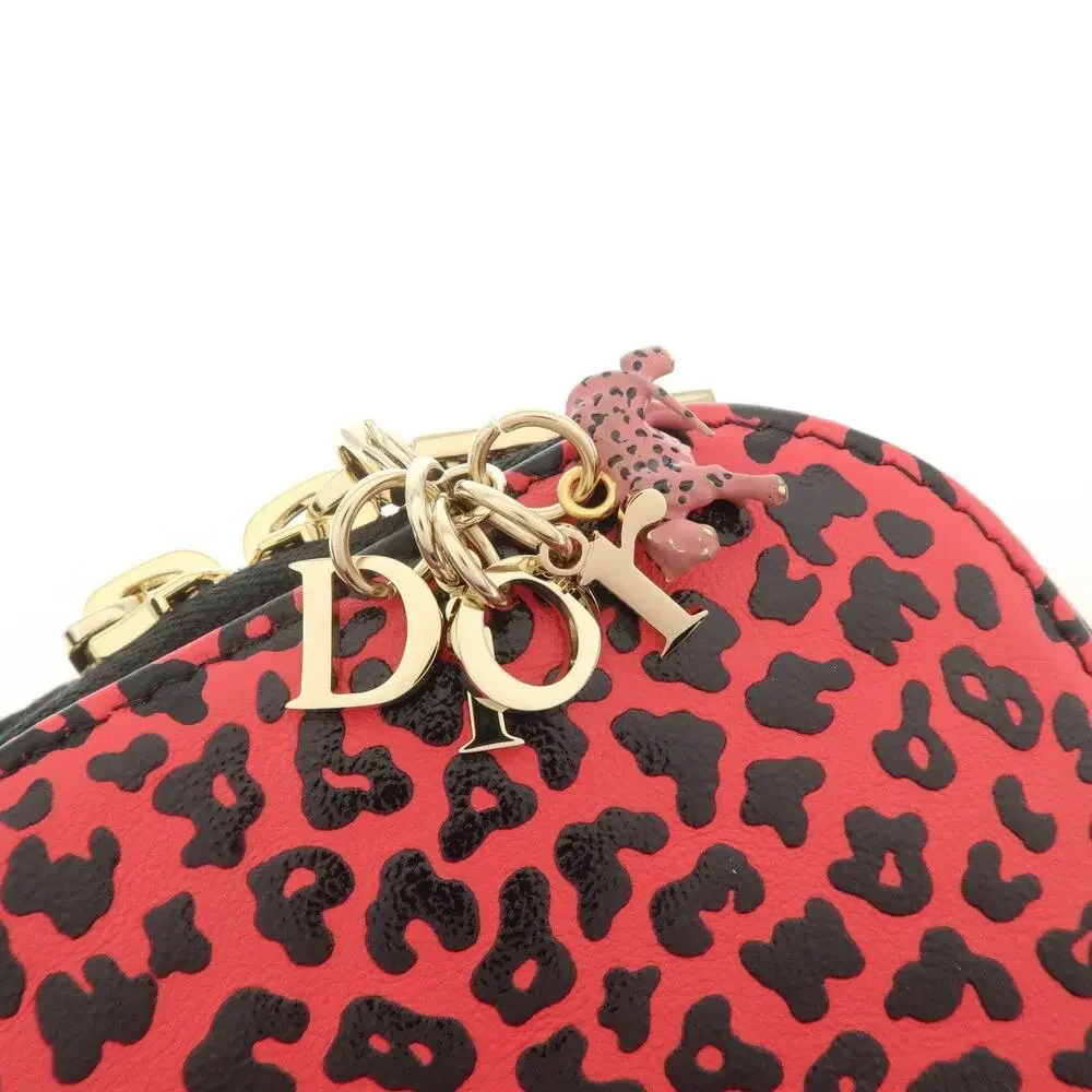 Christian Dior Lady Dior Leopard Print Calfskin Phone Case Red